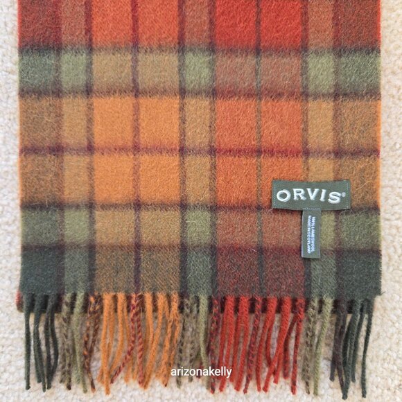 NWOT Orvis Lambswool Scarf in Autumn Plaid - Picture 2 of 8